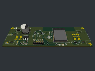 Render 3D do módulo eletrônico do sistema Pick to Light, com o módulo ESP32 e os conectores